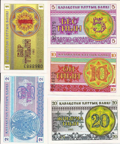 Kazahastan - Fn. 52 - K. 1/5 - 5 Billetes Diferentes - 1993