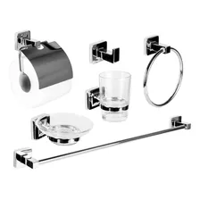 Set Kit Juego Para Baño 6 Piezas Metal Cromado