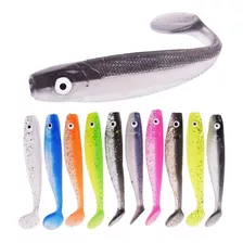 10 Señuelos Pesca Blando Ojos 3d Vinilos 6,5cm 2,1gr Cola T