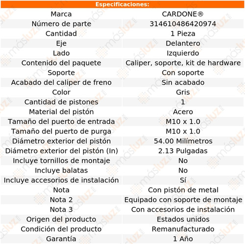 (1) Caliper O Mordaza C/soporte Del Izq Dodge Raider 87 Foto 5