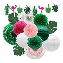 Kit De Decoración Meiduo Tropical Flamingo Palm Hojas Deco