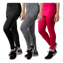 Kit 3 Calça Legging Saia Suplex Estampada / Liso Fitness 