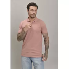 Camisa Piquet Gola Polo Masculino Na Cor Rose Dialogo Jeans