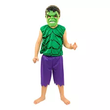 Hulk Fantasia Infantil Menino Com Máscara De Plástico