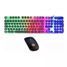 Kit De Teclado Y Mouse Usb Gamer Luz Led Rgb Alambrico Pc