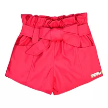 Short Infantil Para Menina Couro Fake Courino 