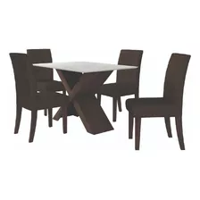 Conjunto Mesa De Jantar Dubai 4 Cadeiras Castanho/cacau