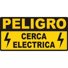 Cartel Cuidado Cerca Electrica. Pvc 3 Mm De 20x10 Cm 3 Unid