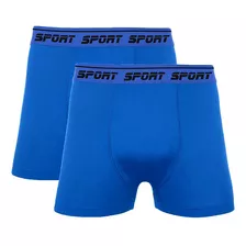 Kit 2 Cuecas Boxer Lisa Microfibra C27 Masculina Azul Royal 