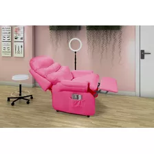 Poltrona Estética Cílios Reclinável Barão Império Estofados Cor Pink 314 Desenho Do Tecido N/a