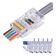 Conector Rj45 Macho Cat6 / Cat5e Cabo Rede Ez Vazado 500un