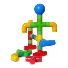 Blocos De Montar Tubo Mania 50 Peças Brinquedo Educativo