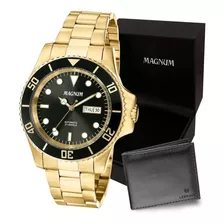 Relógio Masculino Dourado Magnum Ouro 18k 2 Anos De Garantia