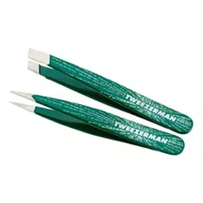 Tweezerman Emerald Shimmer Juego De Pinzas Micro Inclinadas