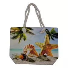 Bolsa De Praia Lona Alça De Corda Estampas Variadas Forrada