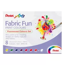 Tinta Para Tecido Pentel Arts Fabric Fun Fluorescent 8 Cores