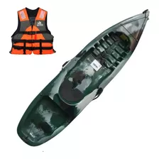 Kayak Pinguim 1 Plz Resistente Estable + Chaleco Aventureros Color Selva