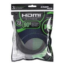 Cabo Hdmi 2.0 Ultrahd 3d 4k Preto 3m Macho/macho Chipsce