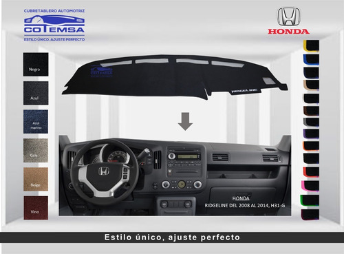 Cubretablero Automotriz Honda Ridgeline Del 2008 Al 2014 Foto 2