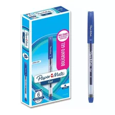 3 Cajas Con 6 Plumas Boligrafos Tinta Gel Paper Mate Azul