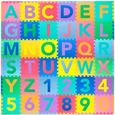 Kids Puzzle Alfabeto, Números, 36 Azulejos Y Bordes Alfombra