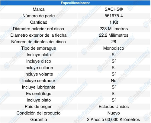 Jgo Embrague Audi Tt L4 1.8l 05-06 Sachs Foto 2