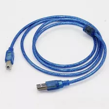 Cable Usb 2.0 Para Impresoras Mallado Filtro Largo 3 Metros Color Azul