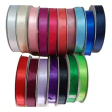 5 Rollos De Listón Satinado #5 Una Cara 2.3cm Colores Varios