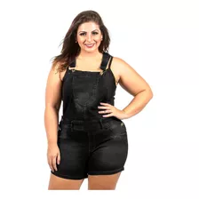 Jardineira Feminina Plus Size Short Macaquinho Jeans