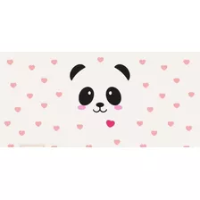 Adesivo De Parede Panda 70cm Com 50 Coração 3cm Rosa