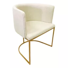 Cadeira Poltrona Decorativa Luxo Zoe Tec Bouclé Base Dourado