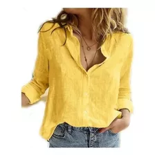 Blusas Mujer Tallas Grandes Polera Larga Lino Algodón