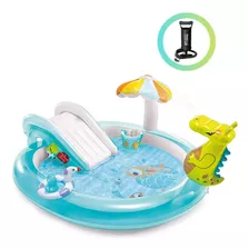 Piscina Playground Jacaré Esguicha Água Inflável 180 Litros