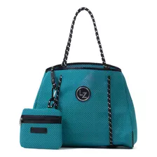 Bolsa Tote Para Mujer Lucentzza 2-en-1 Neopreno Color Turquesa