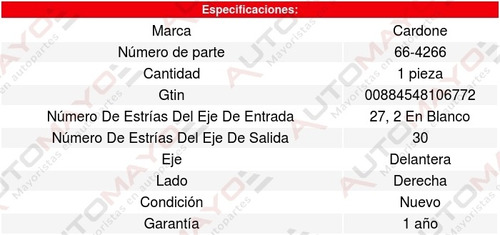 1-flecha Homocinetica Delantera Derecha Tl V6 3.7l 11-12 Foto 4