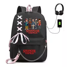 Mochila Escolar Stranger Things Com Porta De Carga Usb