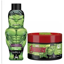 Kit Shampoo 2 Em 1 + Gel Fixador Impala Avengers Hulk