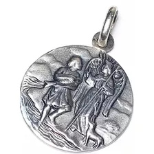 Medalla Arcangel San Rafael 20 Mm. Plata 925