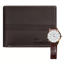 Pack Billetera-reloj, 100% Cuero Natural Genuino. Riviera.