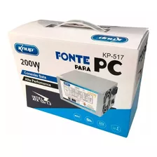 Fonte Atx 200w Reais Power Super Silenciosa Pc Bivolt Knup 110v/220v