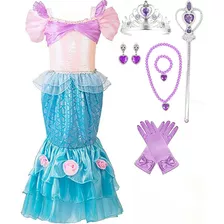 Disfraz Talla 4-5 Para Niñas De Sirena Elegante Halloween