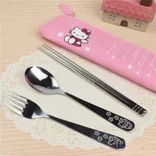 Set De Cubierto Hello Kitty Y Estuche Para Llevar