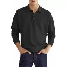 Nova Camisola Masculina De Malha De Gola Alta De Cor Sólida