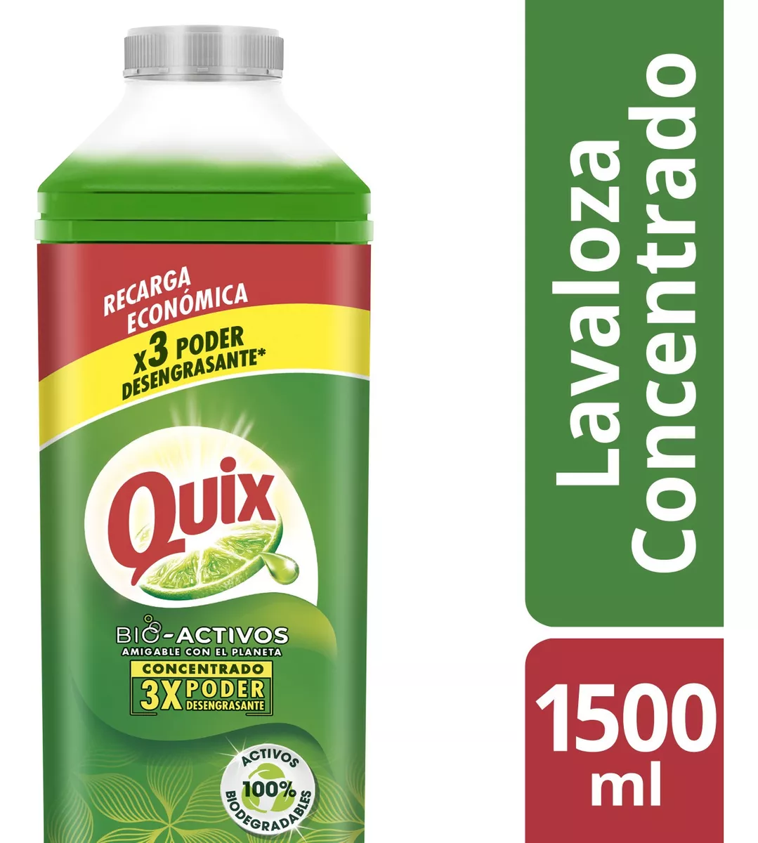 Quix Lavaloza Limón Con Bio Activos Concentrado 1.5l