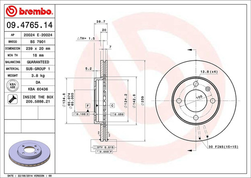 Disco Freno / Vw Golf Gti 16-valve 1987 A 1992 Delan Vent Foto 2