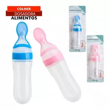 Mamadeira Colher Dosadora Bebê Infantil Alimentos Silicone Cor Azul