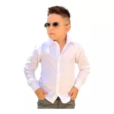 Camisa Social Masculina Infantil Manga Longa Estampada/lisa