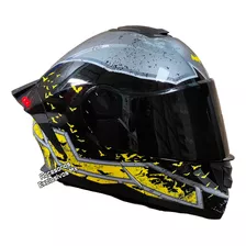 Casco Batman Led Abatible Aleron Moto Mica Iridio Deportivo 