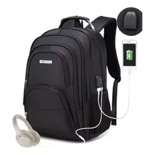 Mochila Notebook Facul/escolar Cabo Usb/fone Ouvido Imperm 