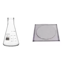 Erlenmeyer De Vidro Graduado 3.000 Ml + Tela 24x24 Cm